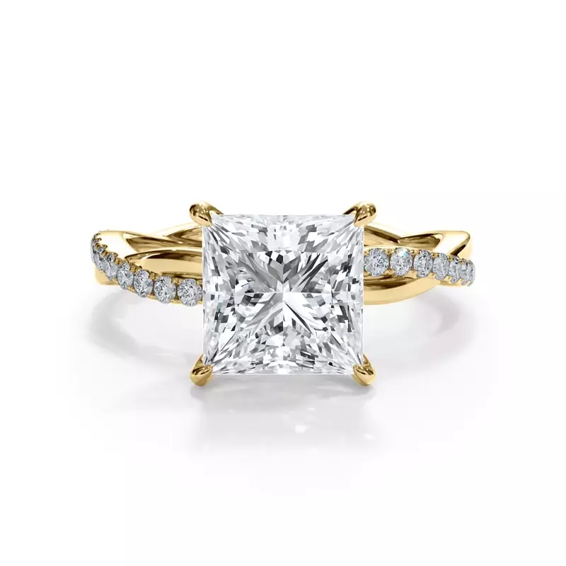 18K Yellow Gold Bellora Pavé Twist Engagement Ring