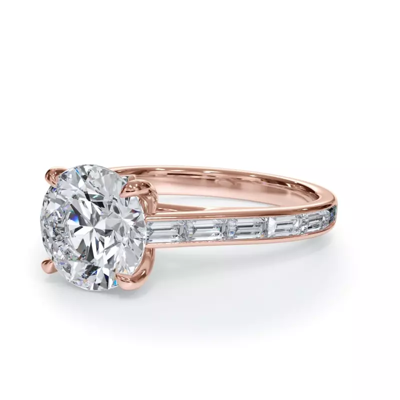 14K Rose Gold Bellora Channel-Set Baguette Cathedral Engagement Ring