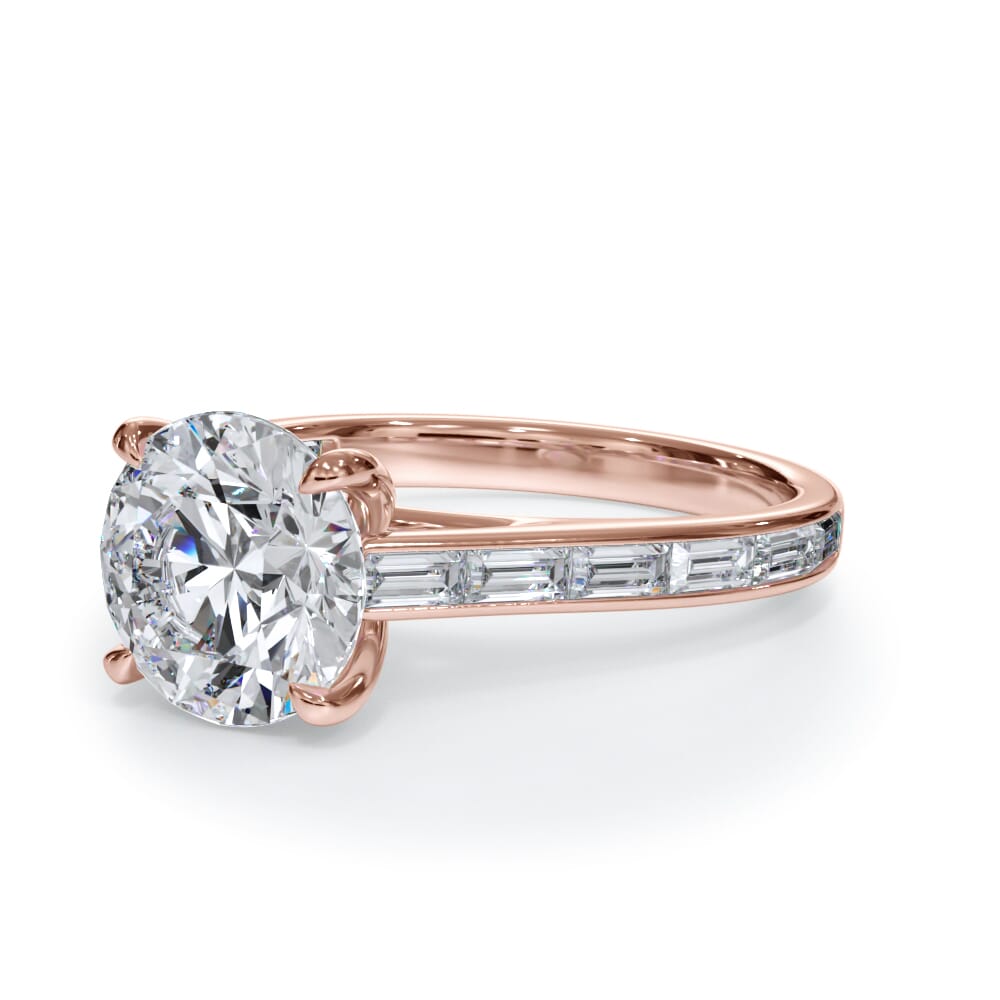 14K Rose Gold Bellora Channel-Set Baguette Cathedral Engagement Ring