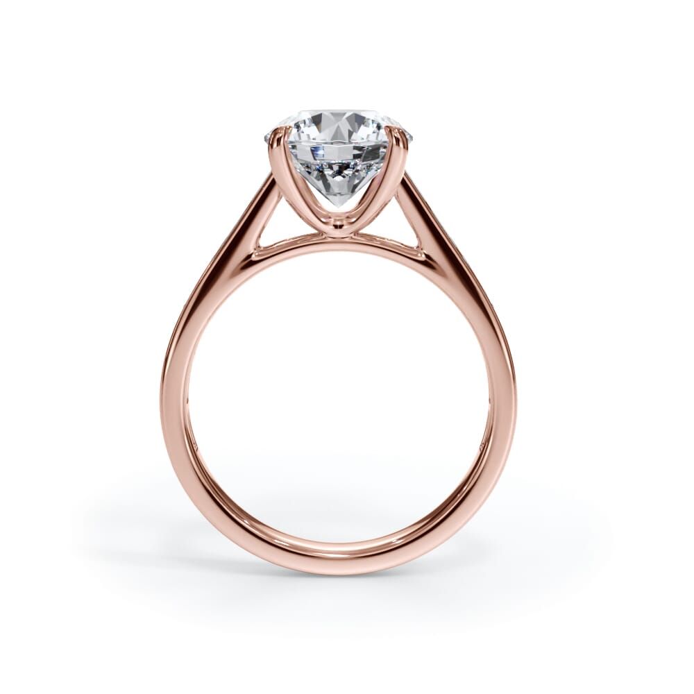 14K Rose Gold Bellora Channel-Set Baguette Cathedral Engagement Ring