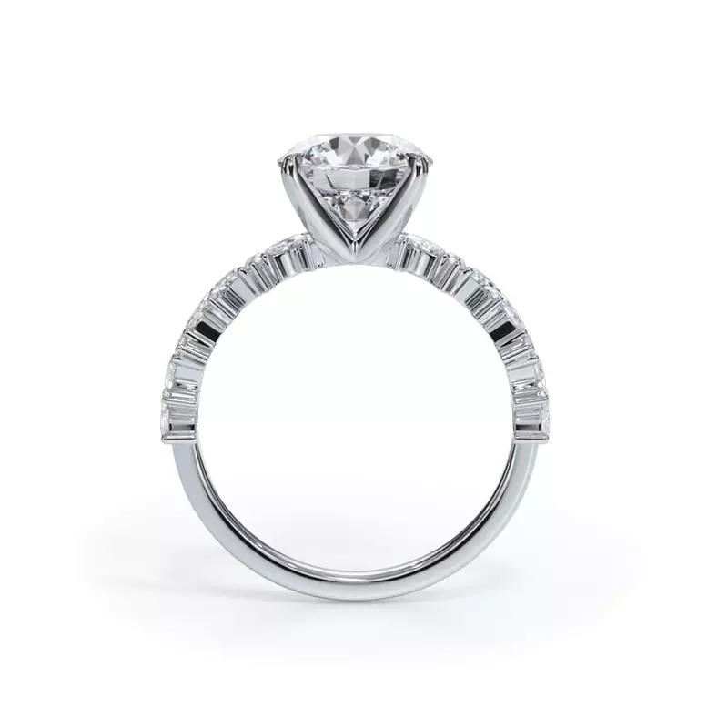 14K White Gold Bellora Marquise and Round Diamond Engagement Ring