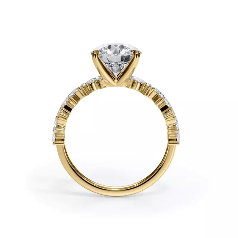 14K Yellow Gold Bellora Marquise and Round Diamond Engagement Ring
