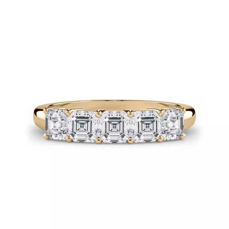 14K Yellow Gold Asscher Cut Lab Diamond 5 Stone Ring (1.00 ct. tw.)