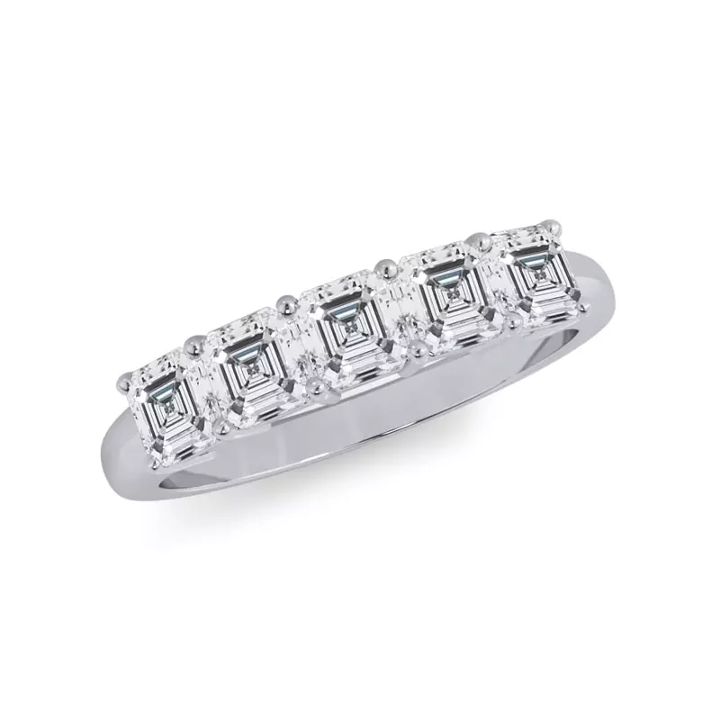 Platinum Asscher Cut Diamond 5 Stone Ring (1.00 ct. tw.)