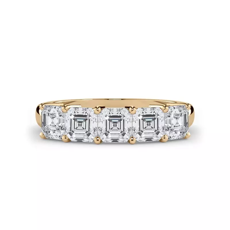 14K Yellow Gold Asscher Cut Lab Diamond 5 Stone Ring (1.50 ct. tw.)