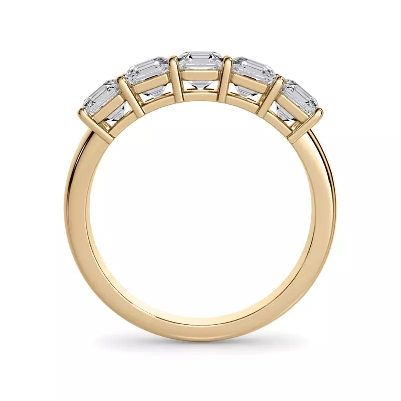 14K Yellow Gold Asscher Cut Lab Diamond 5 Stone Ring (1.50 ct. tw.)