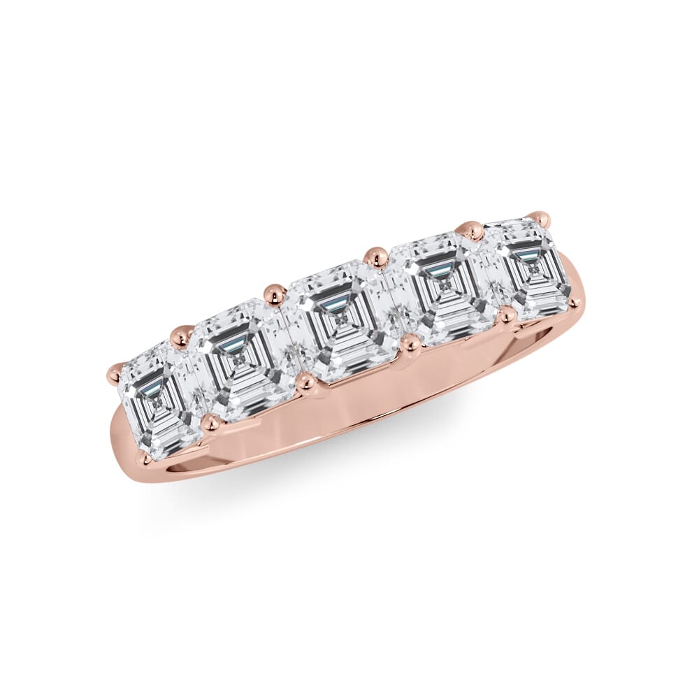 18K Rose Gold Asscher Cut Diamond 5 Stone Ring (1.50 ct. tw.)