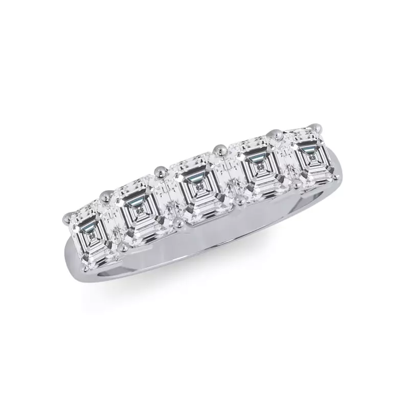 Platinum Asscher Cut Diamond 5 Stone Ring (1.50 ct. tw.)