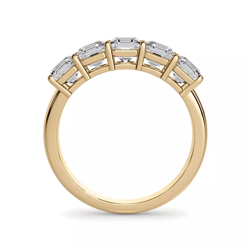 14K Yellow Gold Asscher Cut Lab Diamond 5 Stone Ring (2.00 ct. tw.)