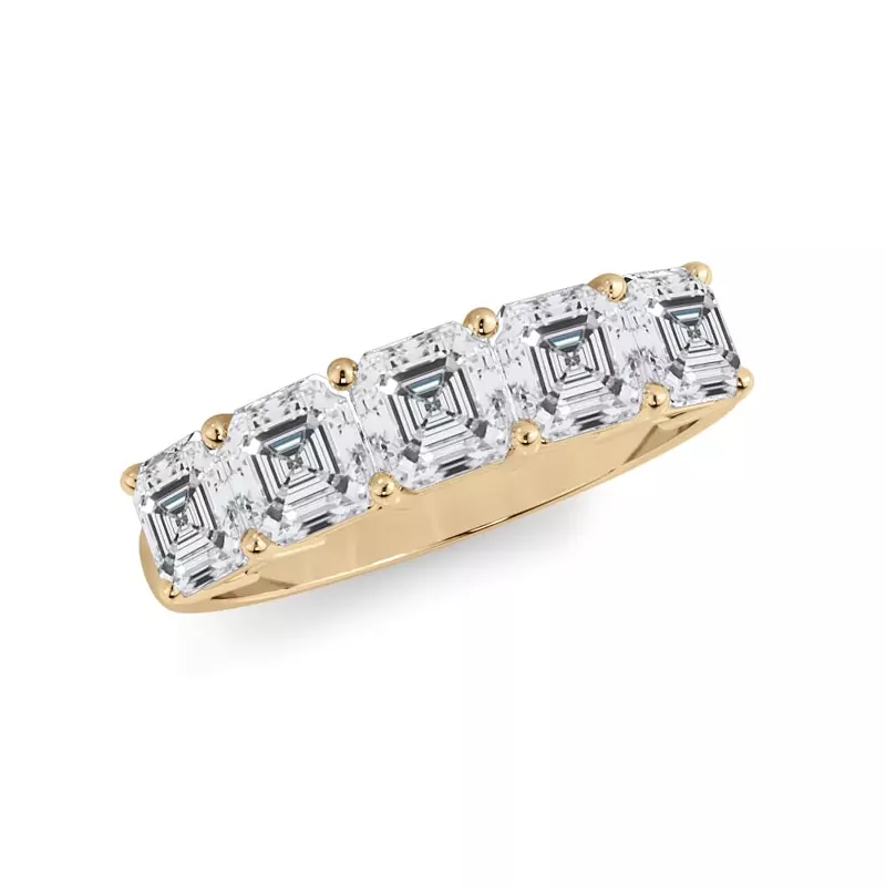 14K Yellow Gold Asscher Cut Lab Diamond 5 Stone Ring (2.00 ct. tw.)