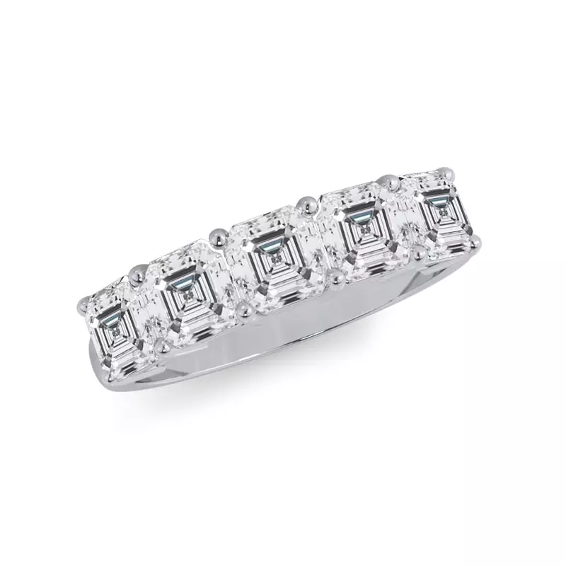 18K White Gold Asscher Cut Lab Diamond 5 Stone Ring (2.00 ct. tw.)