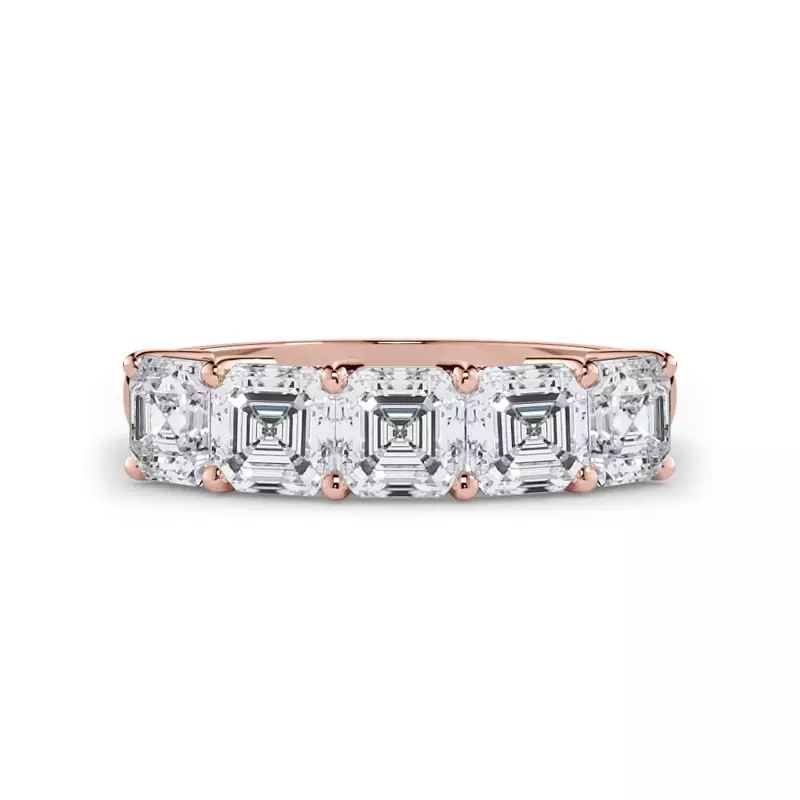 18K Rose Gold Asscher Cut Diamond 5 Stone Ring (2.00 ct. tw.)