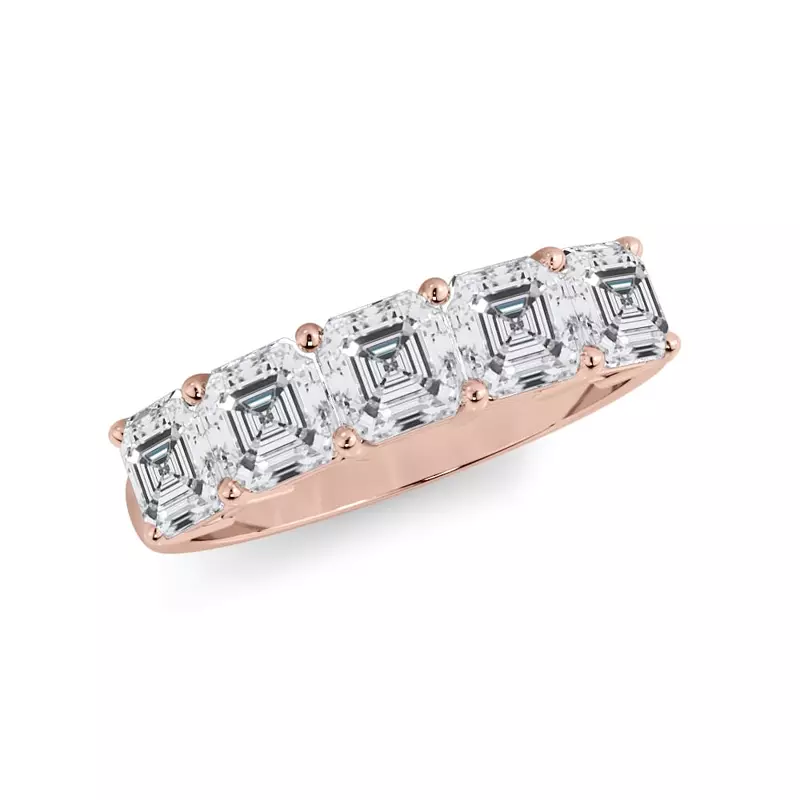 18K Rose Gold Asscher Cut Diamond 5 Stone Ring (2.00 ct. tw.)