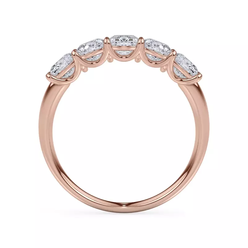 14K Rose Gold Cushion Cut Lab Diamond 5 Stone Ring (1.50 ct. tw.)