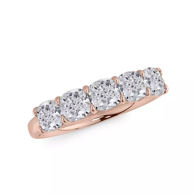 18K Rose Gold Cushion Cut Lab Diamond 5 Stone Ring (1.50 ct. tw.)