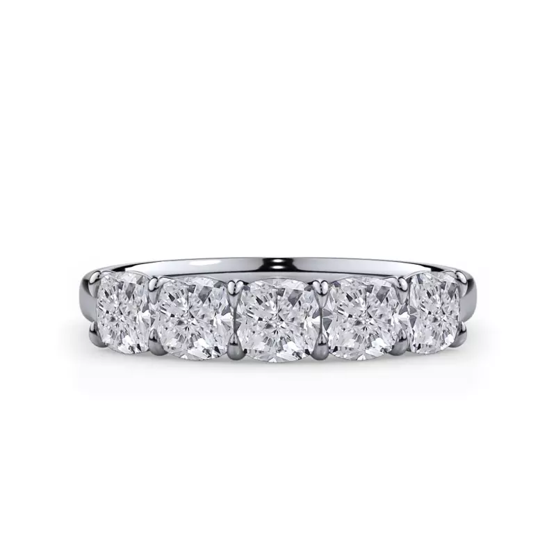 14K White Gold Cushion Cut Diamond 5 Stone Ring (1.50 ct. tw.)