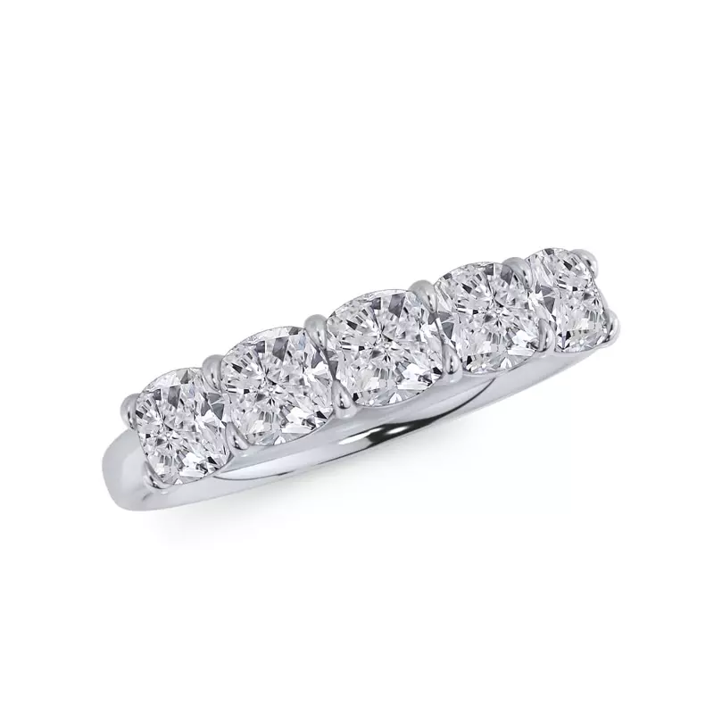 14K White Gold Cushion Cut Diamond 5 Stone Ring (1.50 ct. tw.)