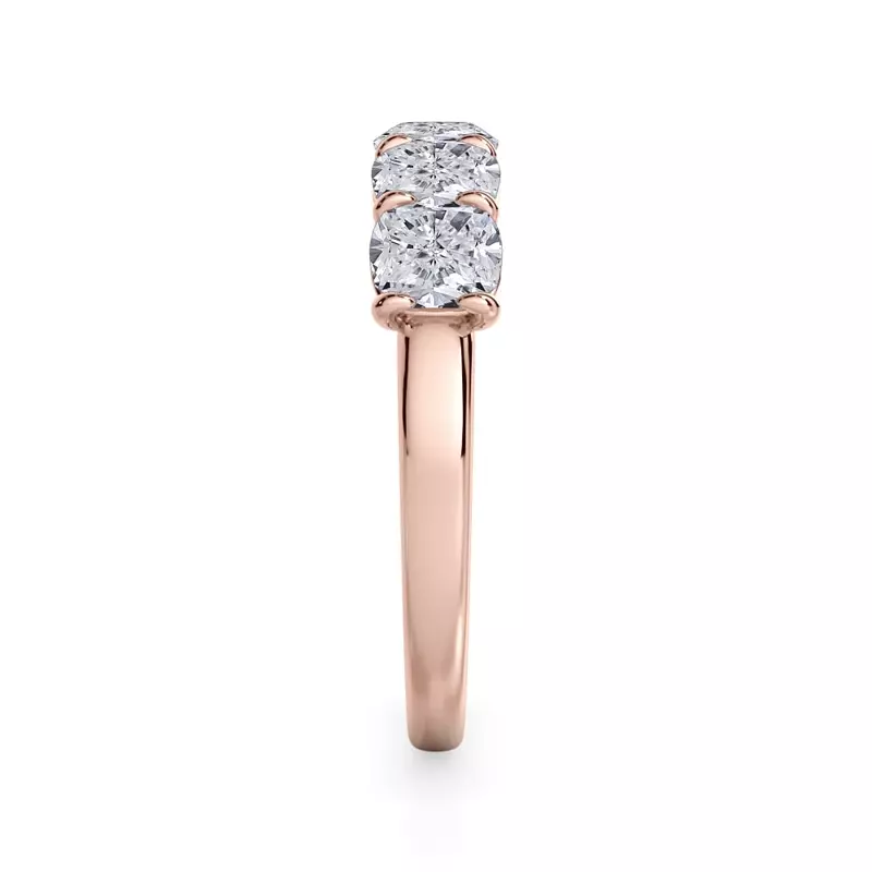14K Rose Gold Cushion Cut Lab Diamond 5 Stone Ring (2.00 ct. tw.)