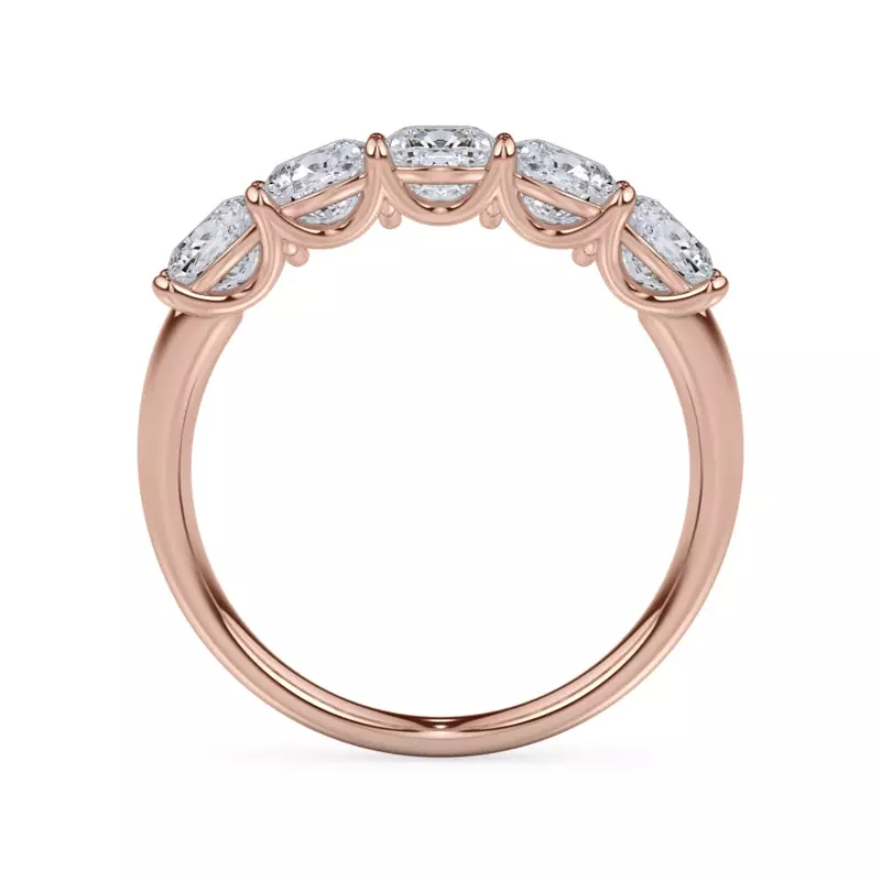 14K Rose Gold Cushion Cut Lab Diamond 5 Stone Ring (2.00 ct. tw.)
