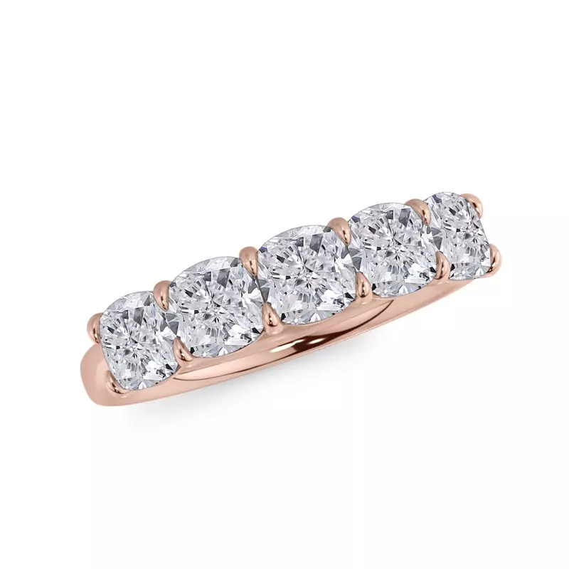 18K Rose Gold Cushion Cut Diamond 5 Stone Ring (2.00 ct. tw.)
