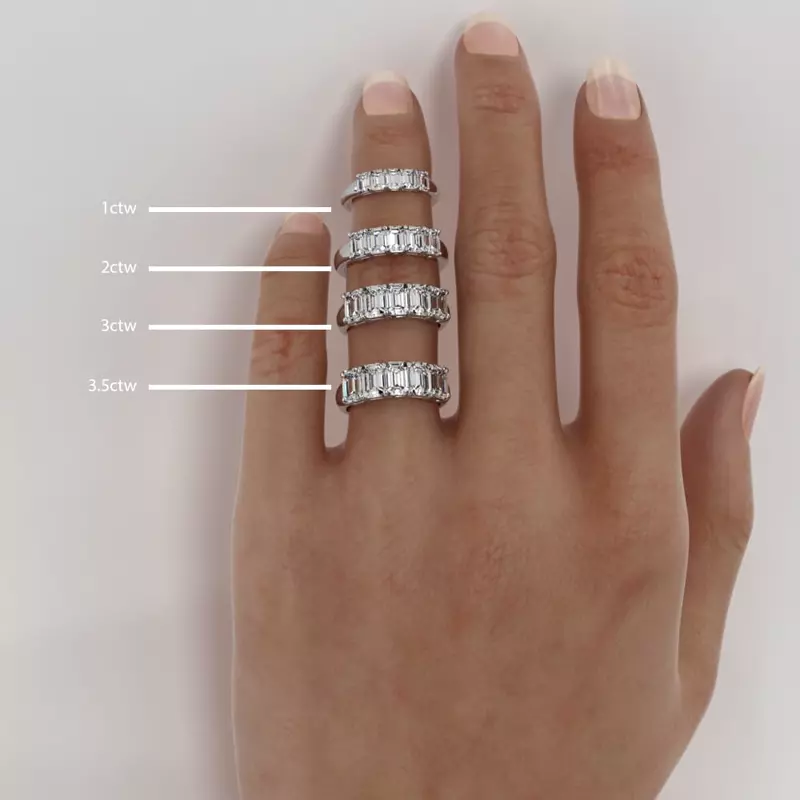 14K White Gold Emerald Cut Diamond 5 Stone Ring (1.00 ct. tw.)