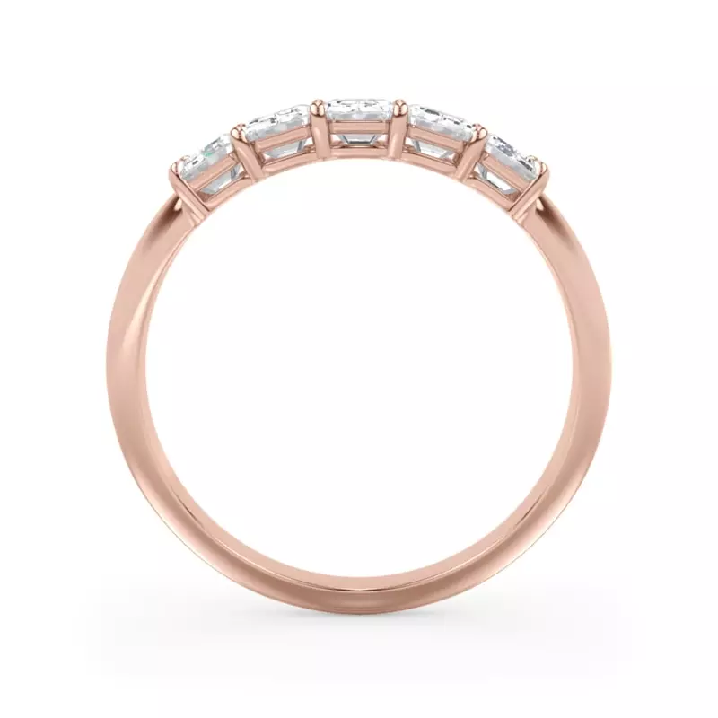 18K Rose Gold Emerald Cut Diamond 5 Stone Ring (1.00 ct. tw.)