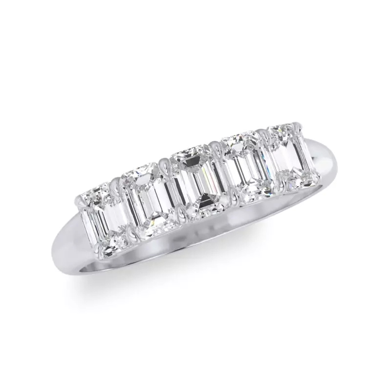 Platinum Emerald Cut Diamond 5 Stone Ring (1.00 ct. tw.)