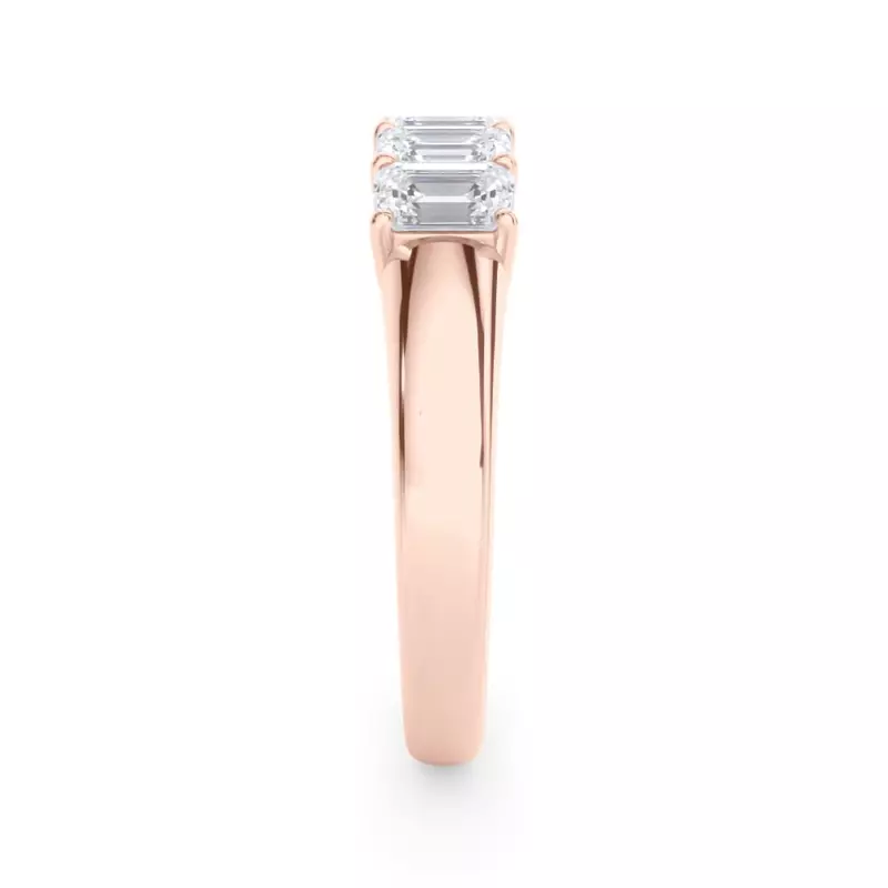 14K Rose Gold Emerald Cut Lab Diamond 5 Stone Ring (1.50 ct. tw.)