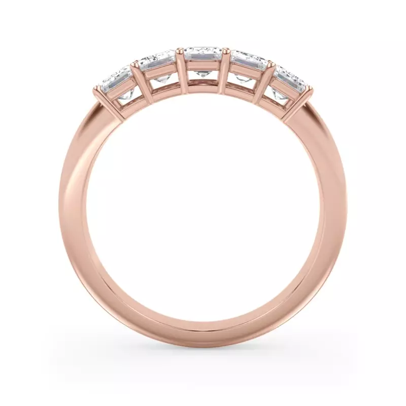 14K Rose Gold Emerald Cut Lab Diamond 5 Stone Ring (1.50 ct. tw.)