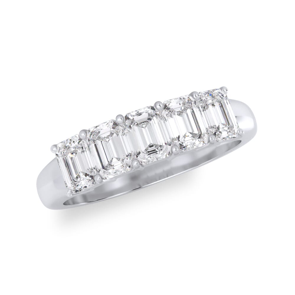 18K White Gold Emerald Cut Lab Diamond 5 Stone Ring (1.50 ct. tw.)