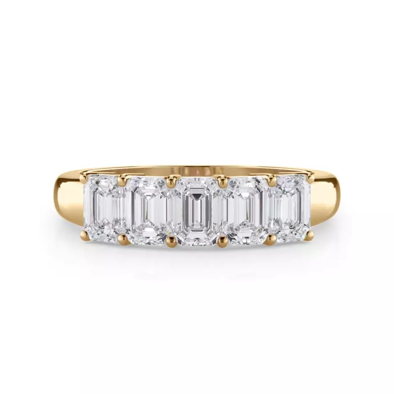 18K Yellow Gold Emerald Cut Lab Diamond 5 Stone Ring (1.50 ct. tw.)