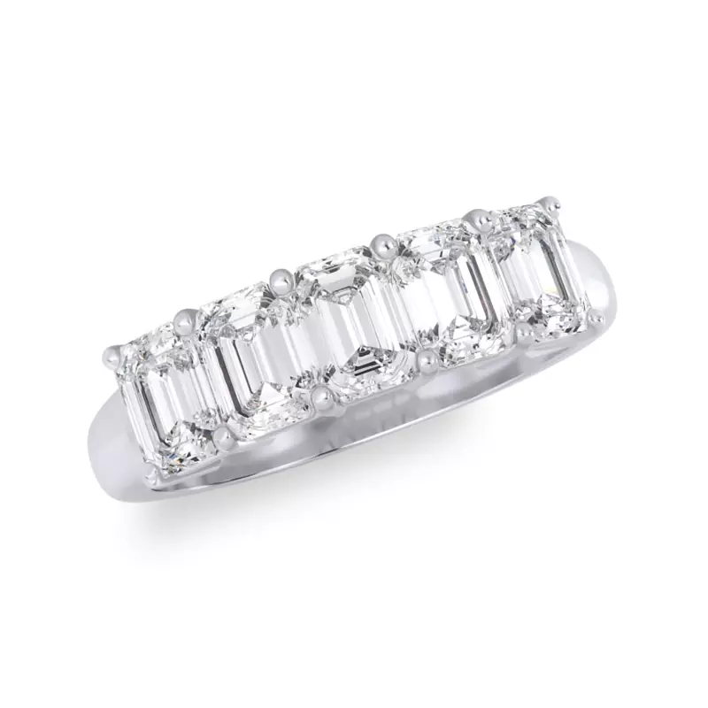 18K Yellow Gold Emerald Cut Lab Diamond 5 Stone Ring (2.00 ct. tw.)