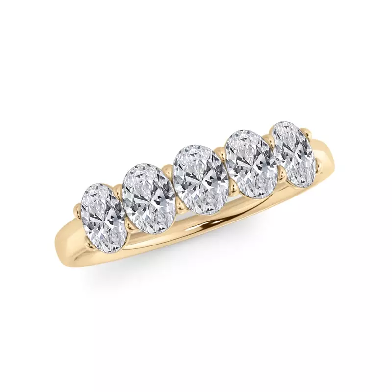 14K Yellow Gold Oval Cut Diamond 5 Stone Ring (1.00 ct. tw.)