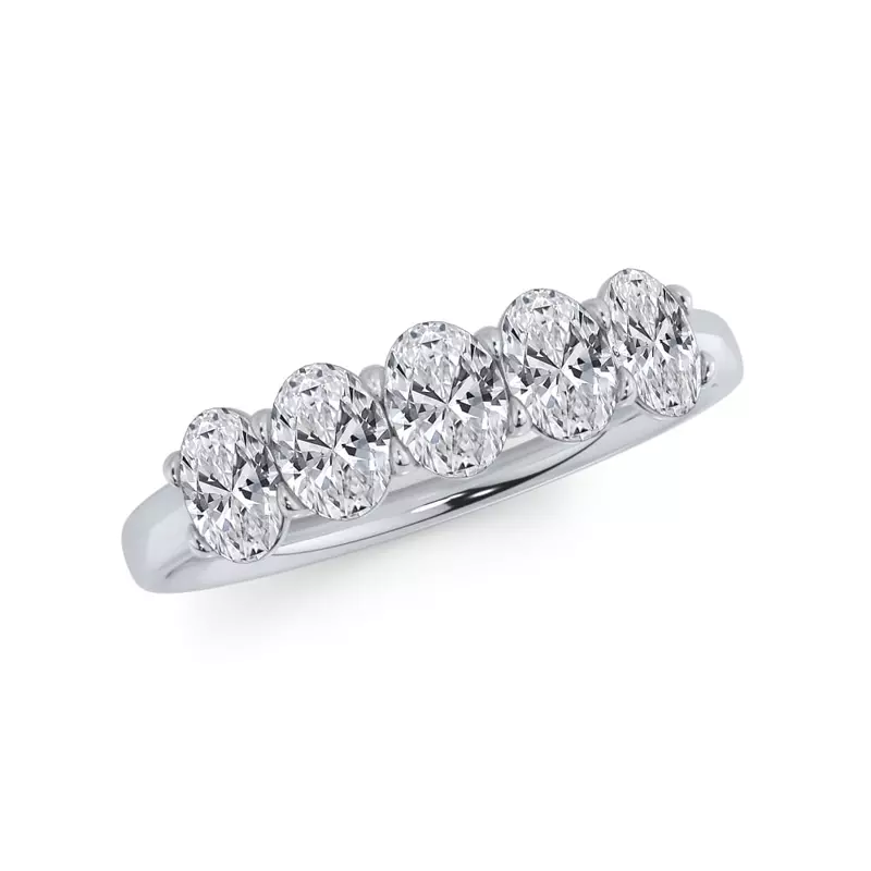 Platinum Oval Cut Diamond 5 Stone Ring (1.00 ct. tw.)