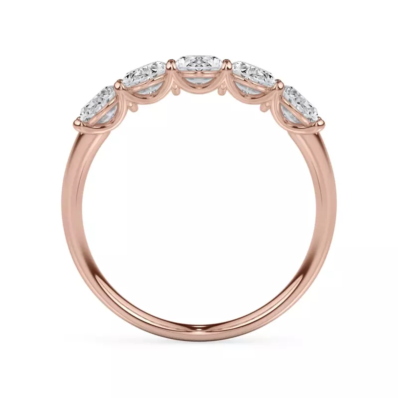 14K Rose Gold Oval Cut Lab Diamond 5 Stone Ring (1.50 ct. tw.)