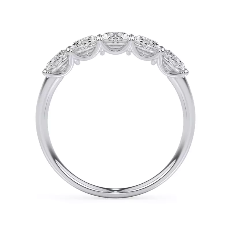 14K White Gold Oval Cut Lab Diamond 5 Stone Ring (1.50 ct. tw.)