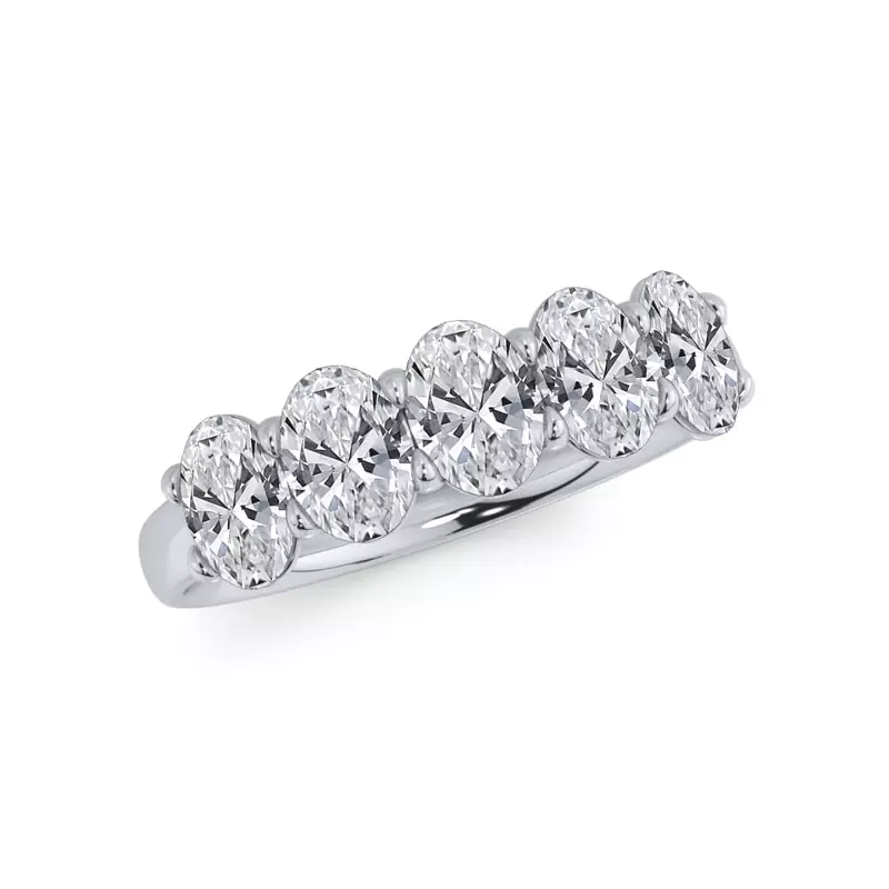 14K White Gold Oval Cut Lab Diamond 5 Stone Ring (1.50 ct. tw.)