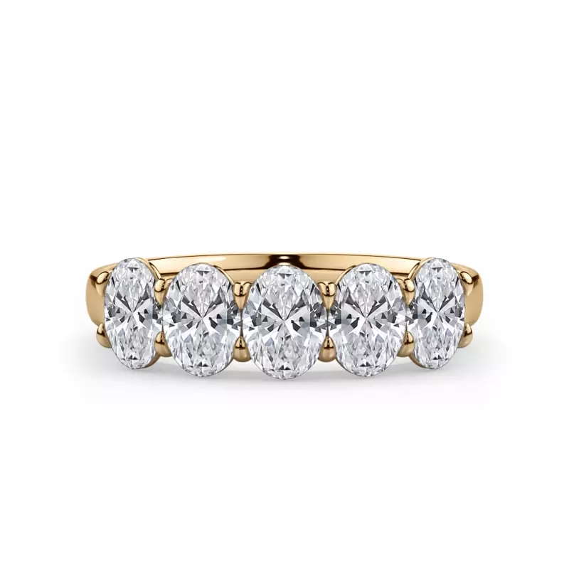 14K Yellow Gold Oval Cut Lab Diamond 5 Stone Ring (1.50 ct. tw.)