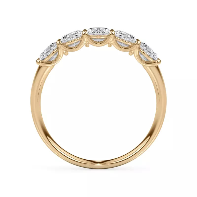 14K Yellow Gold Oval Cut Lab Diamond 5 Stone Ring (1.50 ct. tw.)