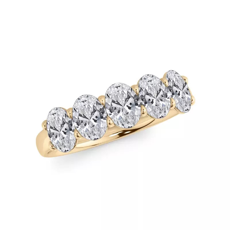 14K Yellow Gold Oval Cut Lab Diamond 5 Stone Ring (1.50 ct. tw.)