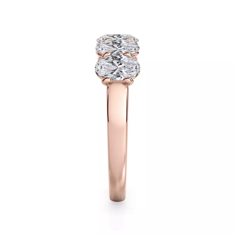 18K Rose Gold Oval Cut Lab Diamond 5 Stone Ring (1.50 ct. tw.)