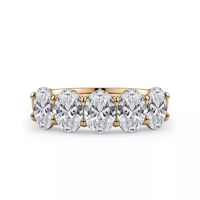 14K Yellow Gold Oval Cut Lab Diamond 5 Stone Ring (2.00 ct. tw.)