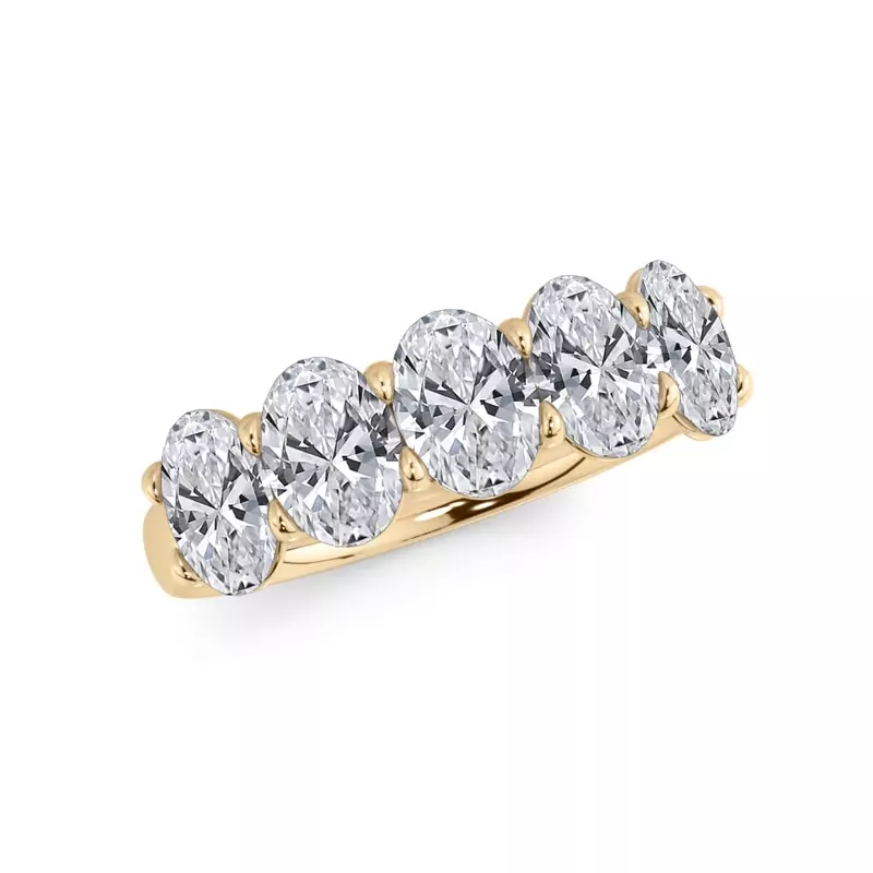 14K Yellow Gold Oval Cut Lab Diamond 5 Stone Ring (2.00 ct. tw.)