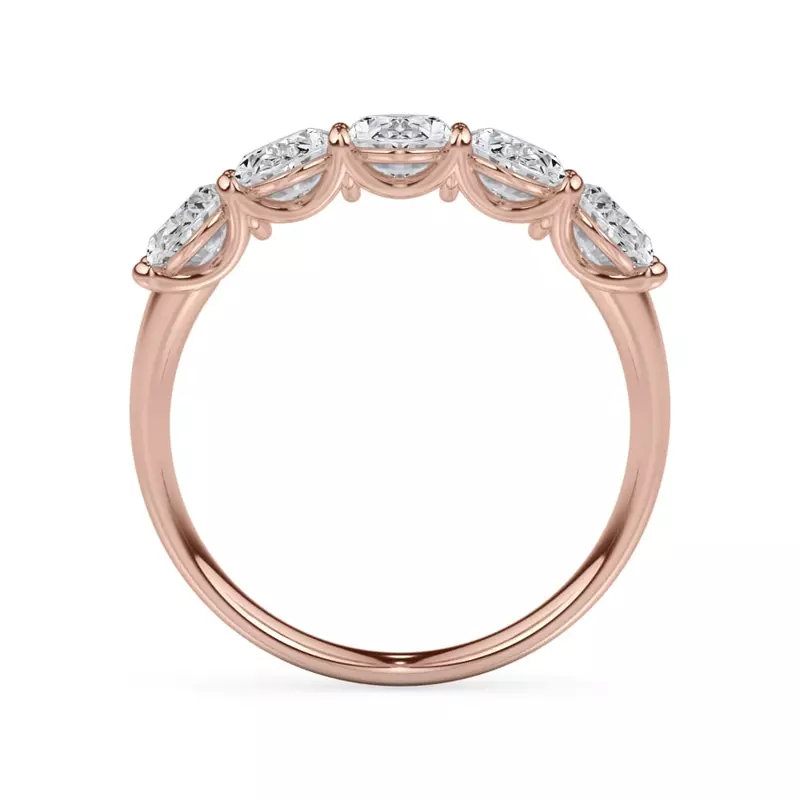 18K Rose Gold Oval Cut Lab Diamond 5 Stone Ring (2.00 ct. tw.)