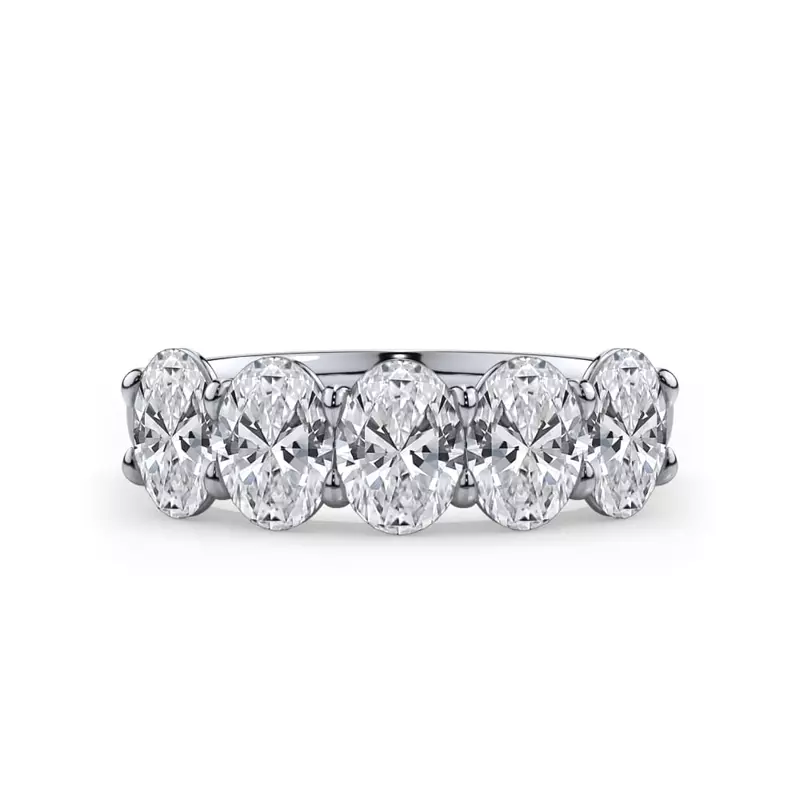 14K White Gold Oval Cut Diamond 5 Stone Ring (2.00 ct. tw.)
