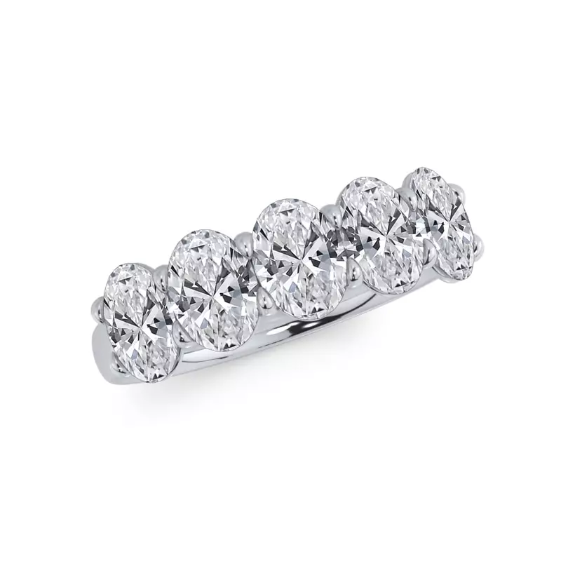 14K White Gold Oval Cut Diamond 5 Stone Ring (2.00 ct. tw.)