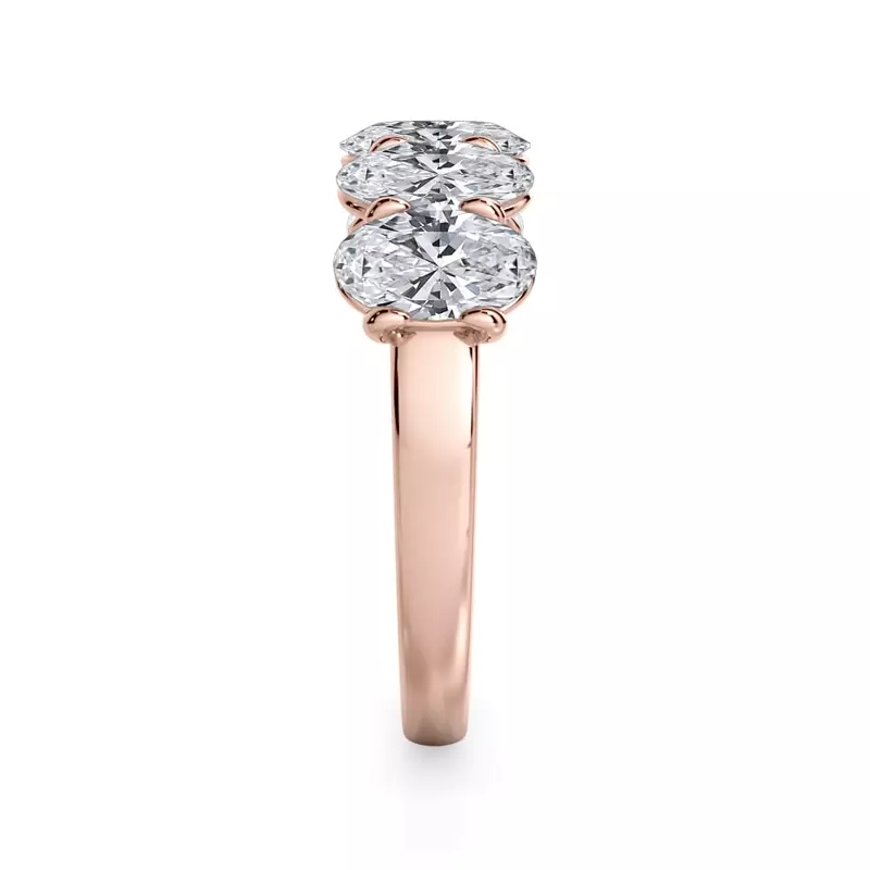 18K Rose Gold Oval Cut Lab Diamond 5 Stone Ring (2.50 ct. tw.)