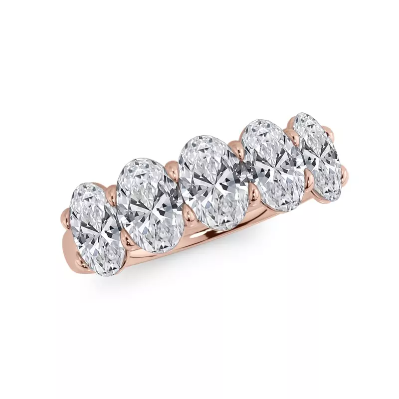 18K Rose Gold Oval Cut Lab Diamond 5 Stone Ring (2.50 ct. tw.)