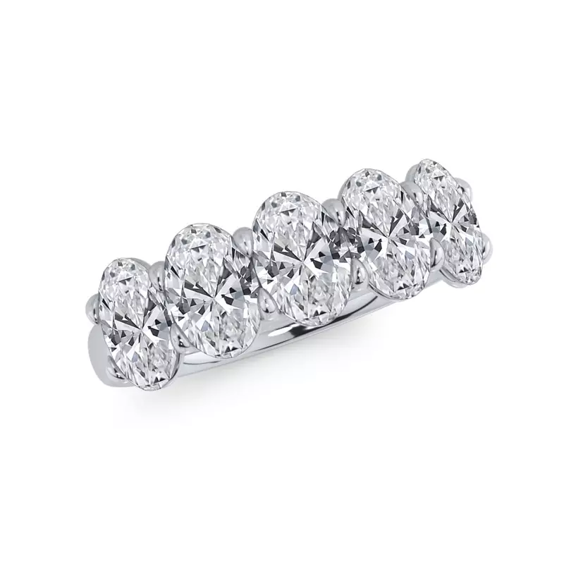 18K White Gold Oval Cut Diamond 5 Stone Ring (2.50 ct. tw.)