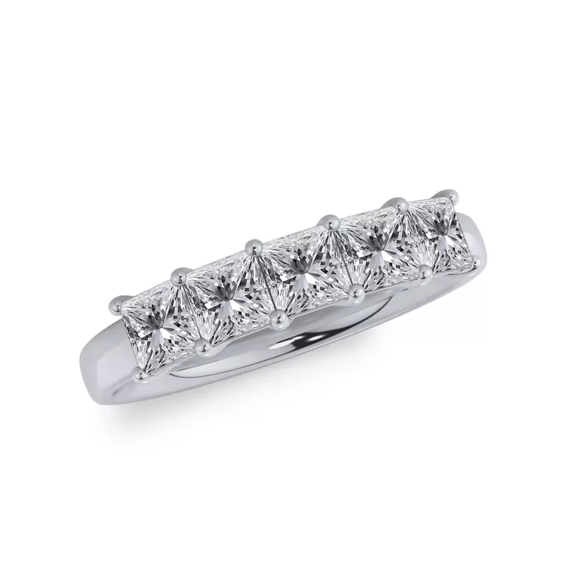 Men’s Diamond Band Ring – 1.00 Ct Tw, 14K White Gold, Channel Set, 5 Natural Diamonds